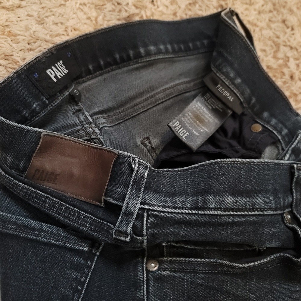 Paige Federal Jeans Women 30 Dark Wash Slim Straight Leg Stretch Indigo Denim